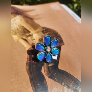 Aura OPAL in Beautiful Blue Flower Ring